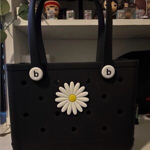 Black Daisy Tote Bag